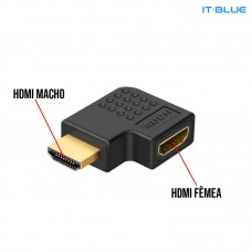 Adaptador L HDMI Macho x HDMI Fêmea Direita LE-5551 It Blue - Preto